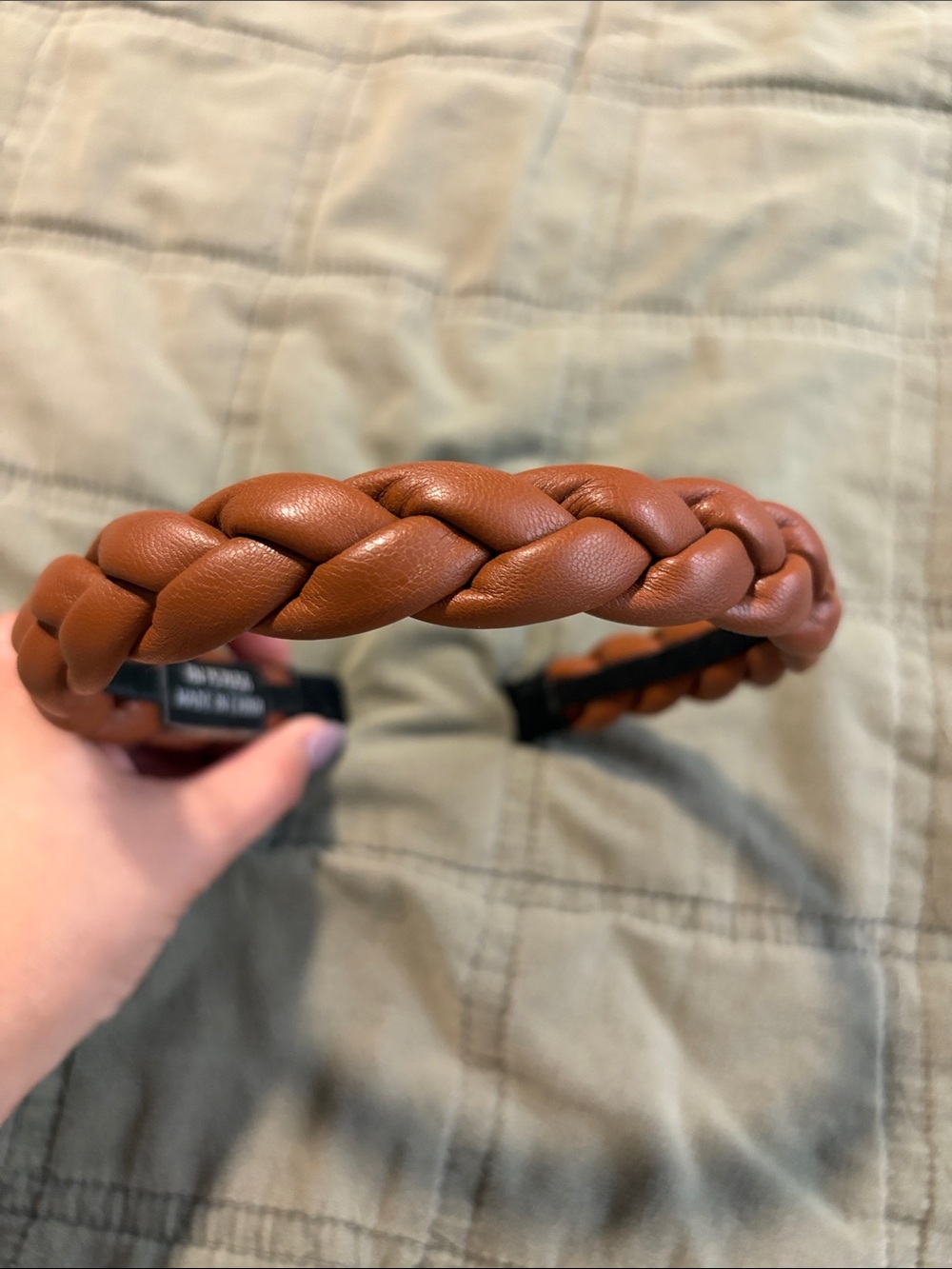 Braided Leather Headband - Brown